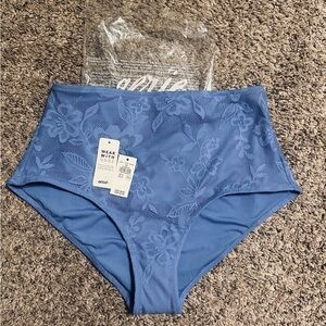 Aerie Blue Floral High-Waisted Bikini Bottom